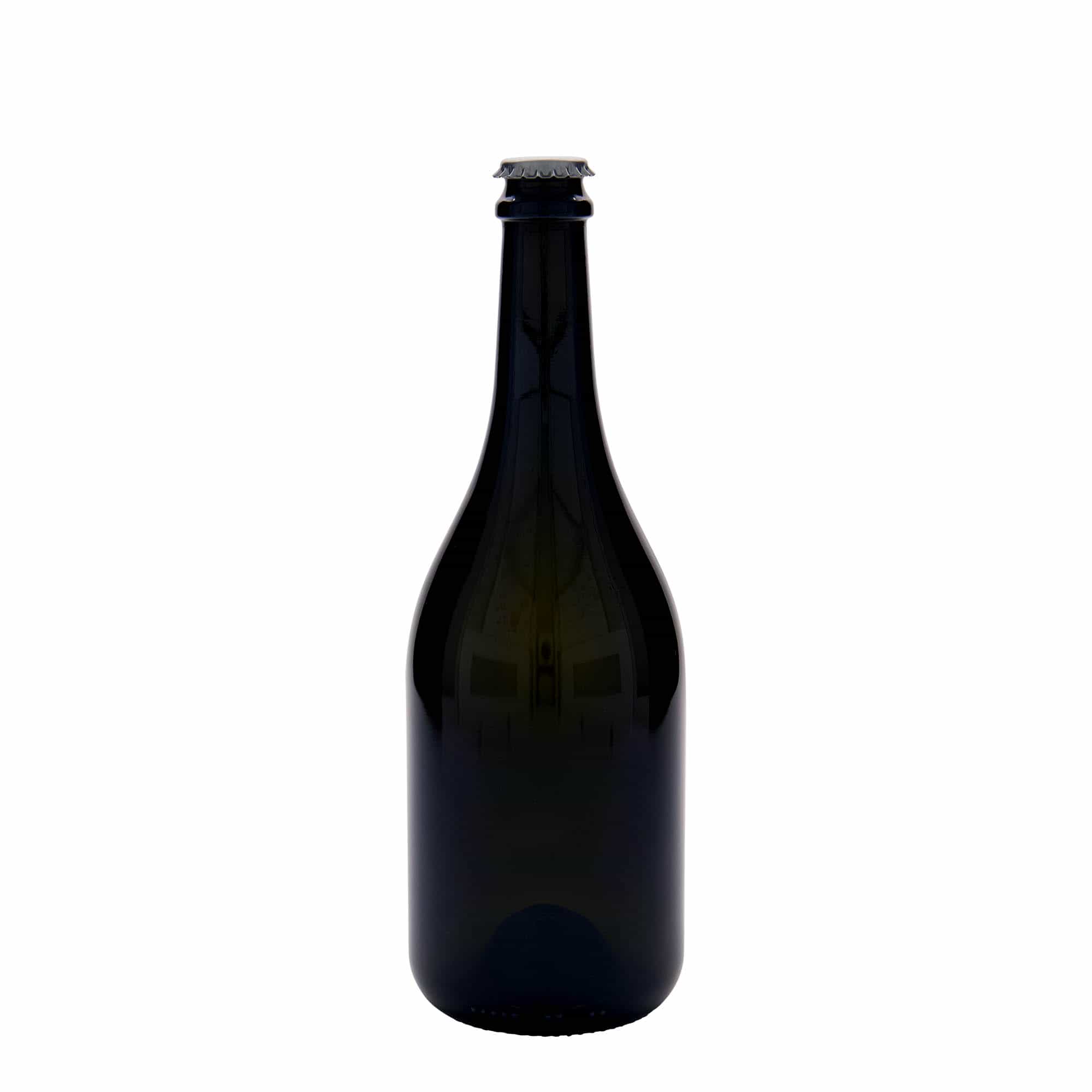750 ml ölflaska 'Horta', glas, antikgrön, mynning: kronkapsyl