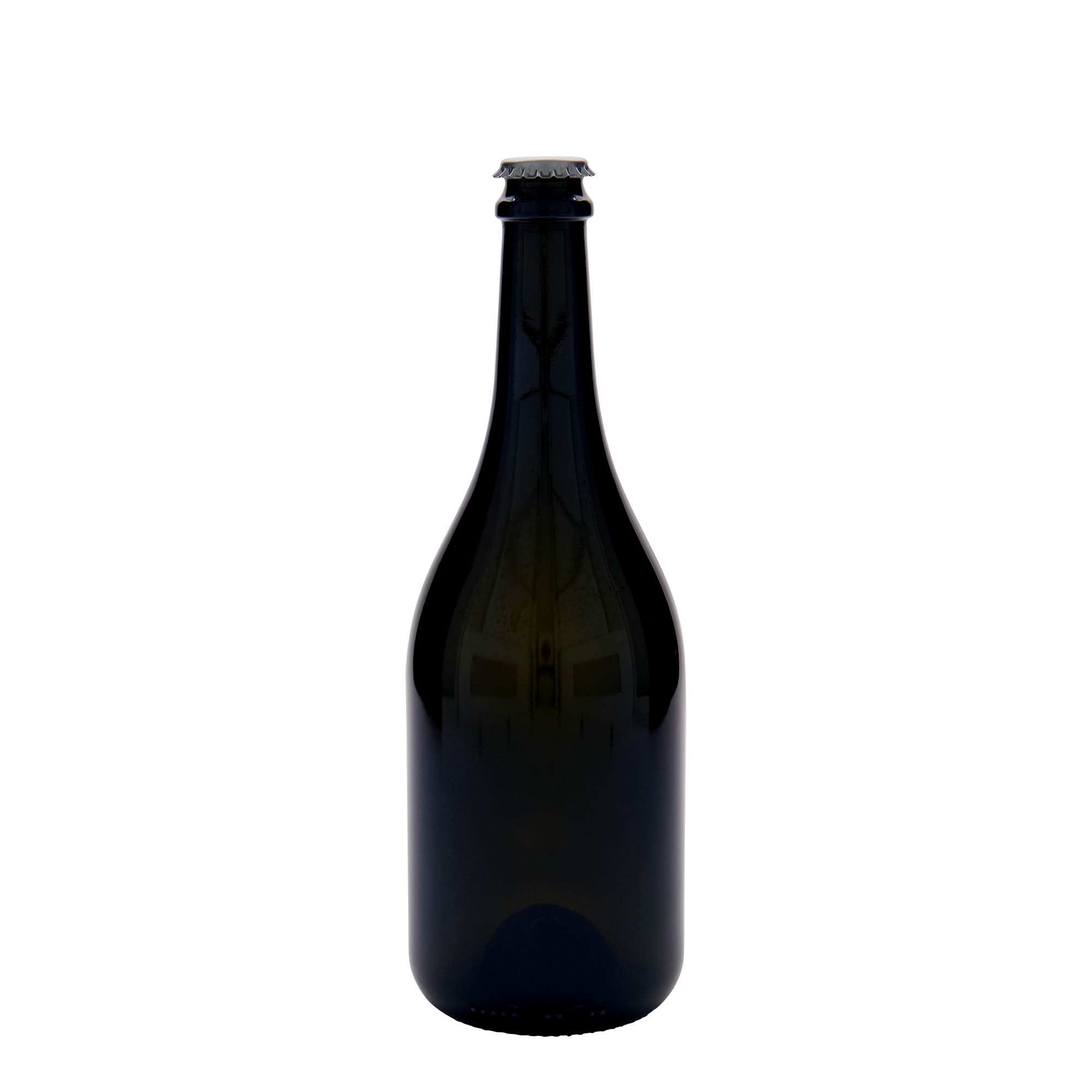 750 ml ölflaska 'Horta', glas, antikgrön, mynning: kronkapsyl