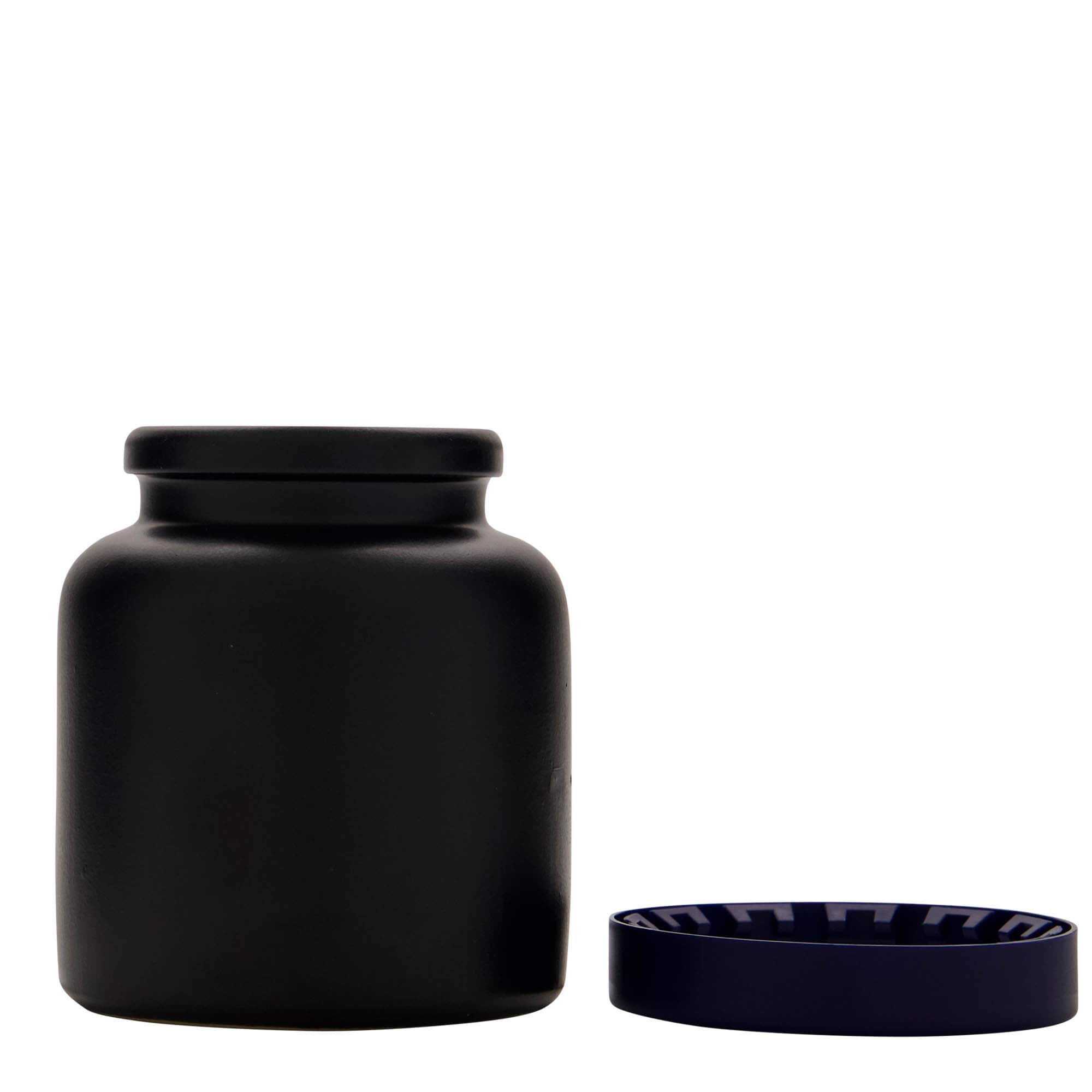 270 ml stengodsburk, keramik, svart, mynning: snäpplock