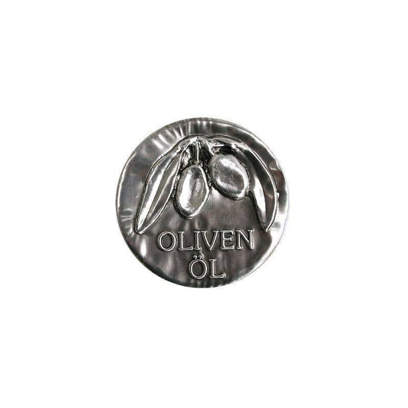 Tennetikett 'Olivolja', metall, silver Tennetikett 'Olivolja', metall, silver