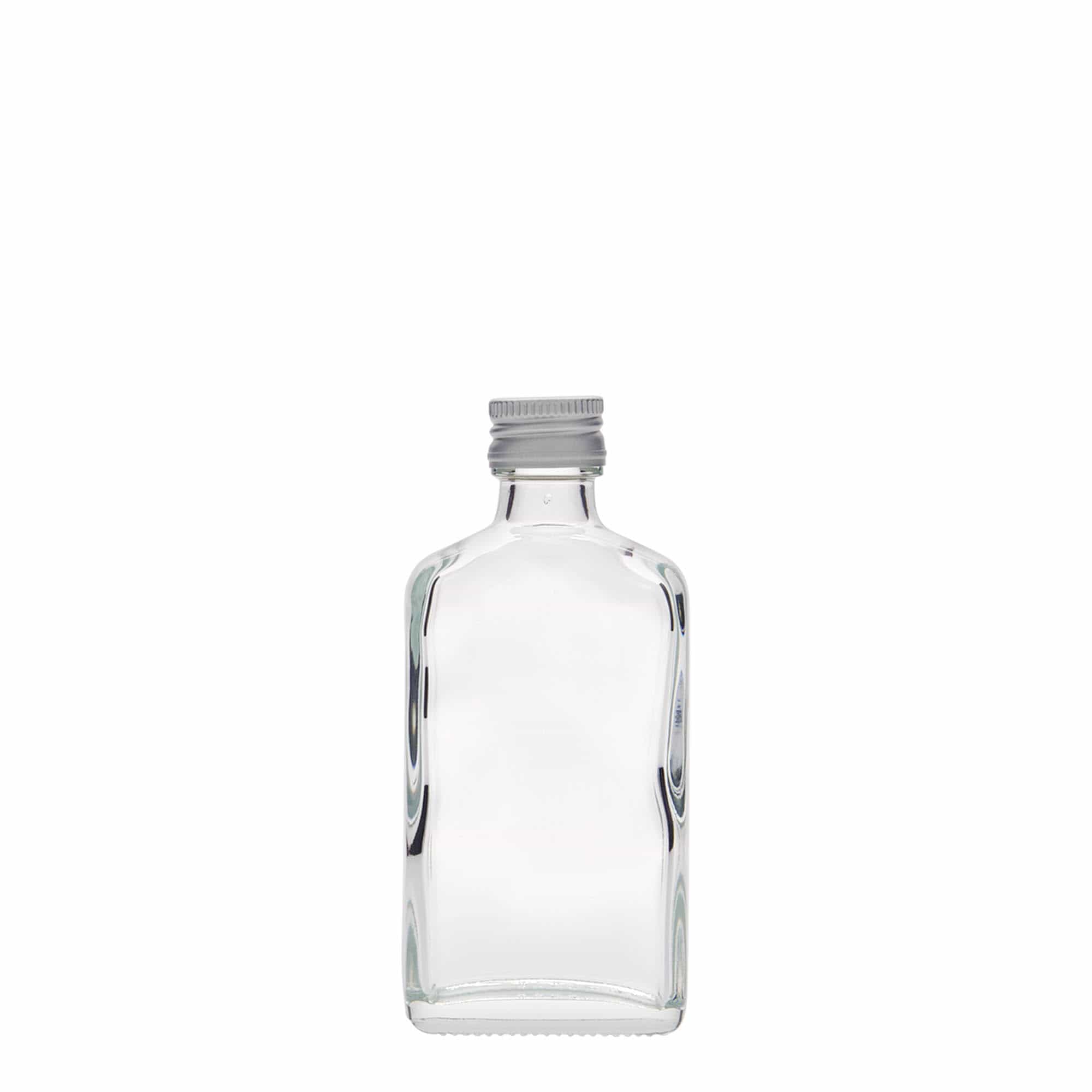 50 ml fickflaska, rektangulär, glas, mynning: PP 18