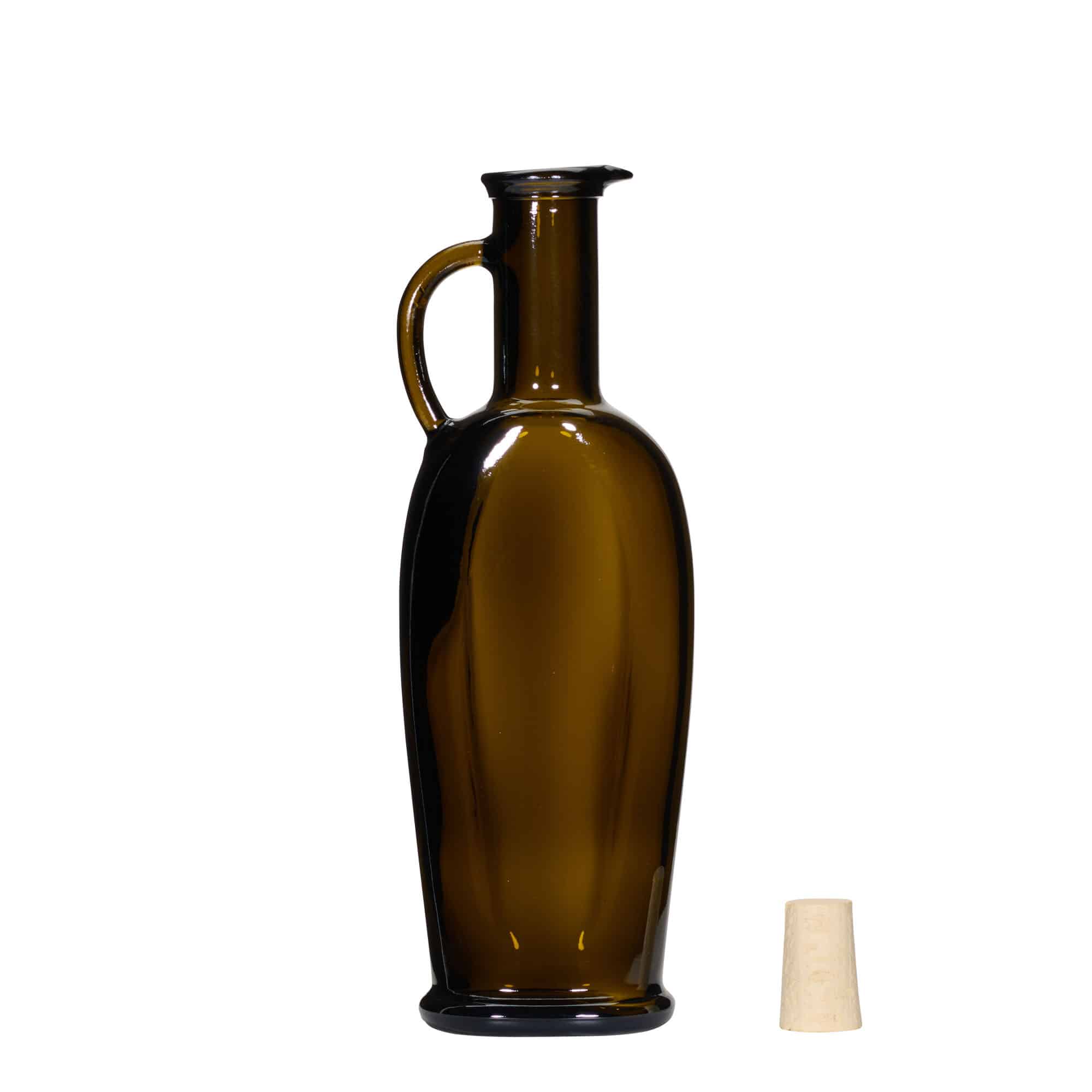 250 ml glasflaska 'Eleganta', oval, antikgrön, mynning: kork
