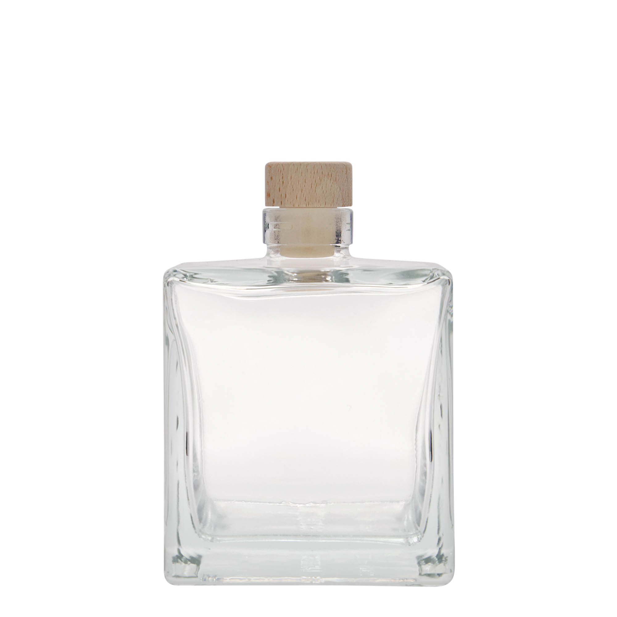 500 ml glasflaska 'Cube', kvadratisk, öppning: kork