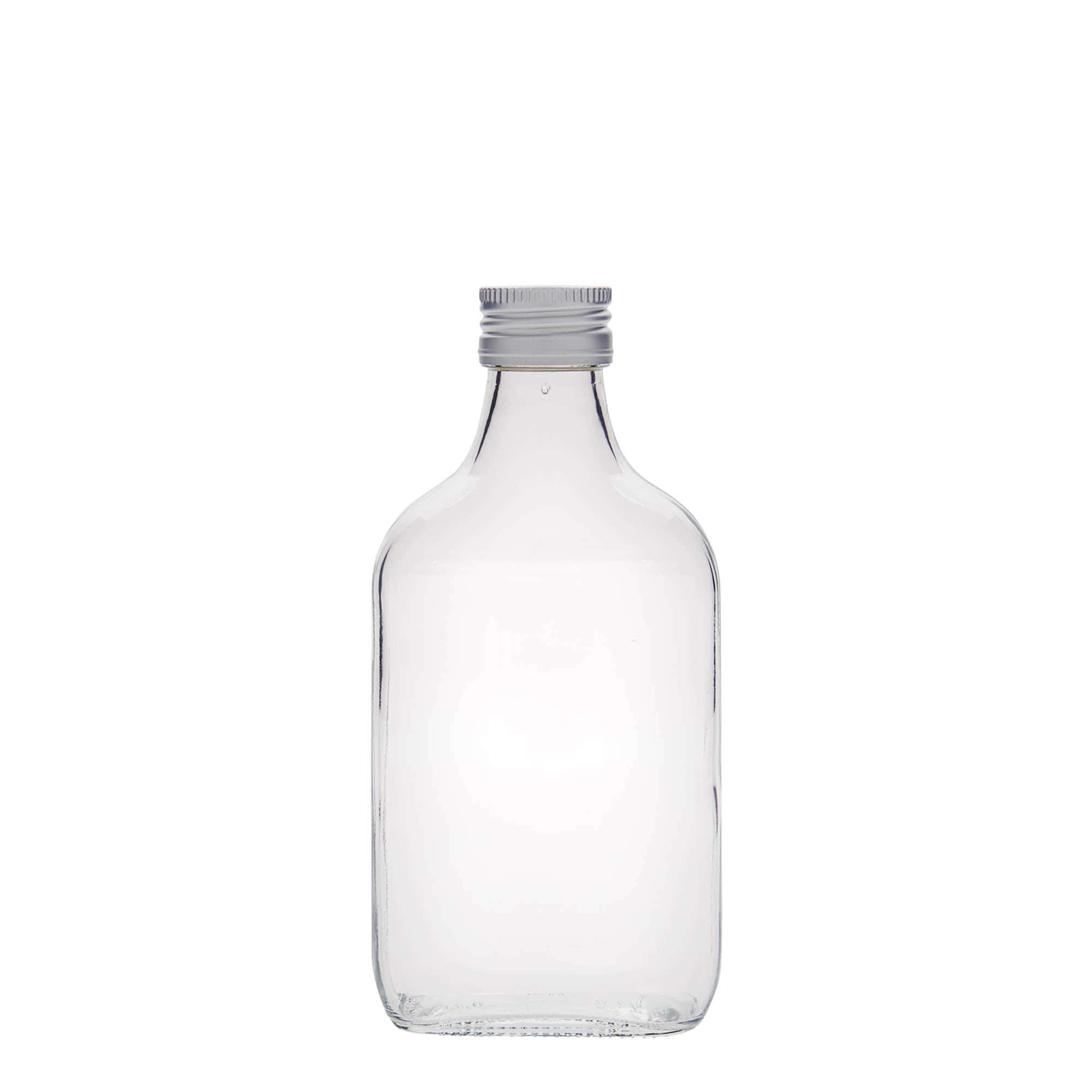 200 ml fickflaska, rektangulär, glas, öppning: PP 28
