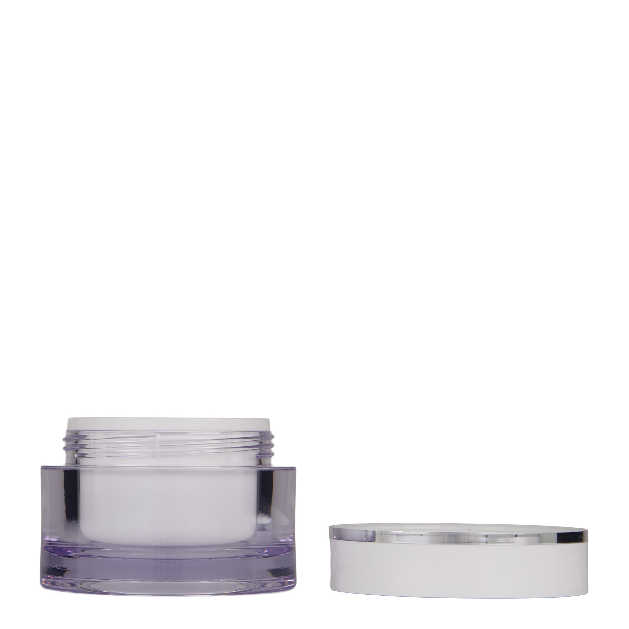 50 ml burk, SAN-plast, vit, öppning: skruvlock