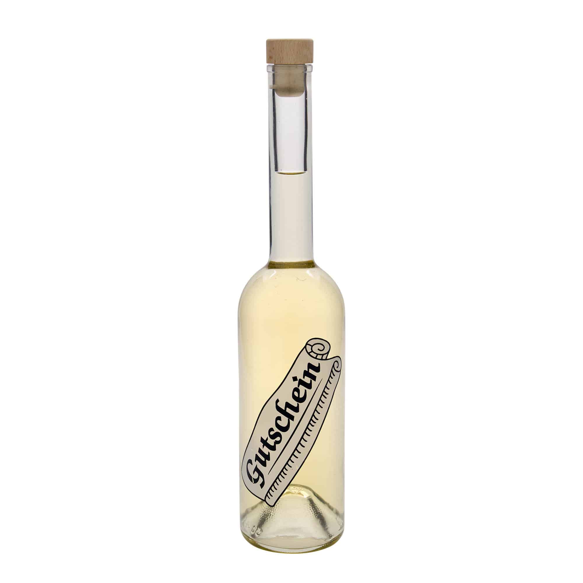 500 ml glasflaska 'Opera', motiv: presentkort, öppning: kork