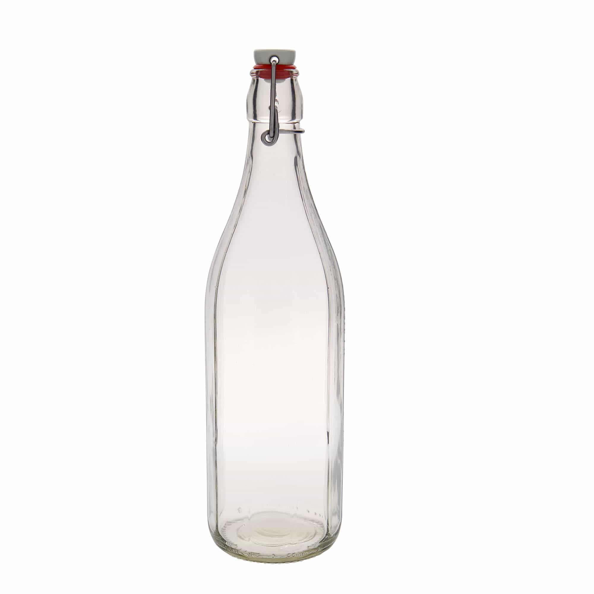 1.000 ml glasflaska 'Bravo' #, tiohörnig, mynning: bygelstängning