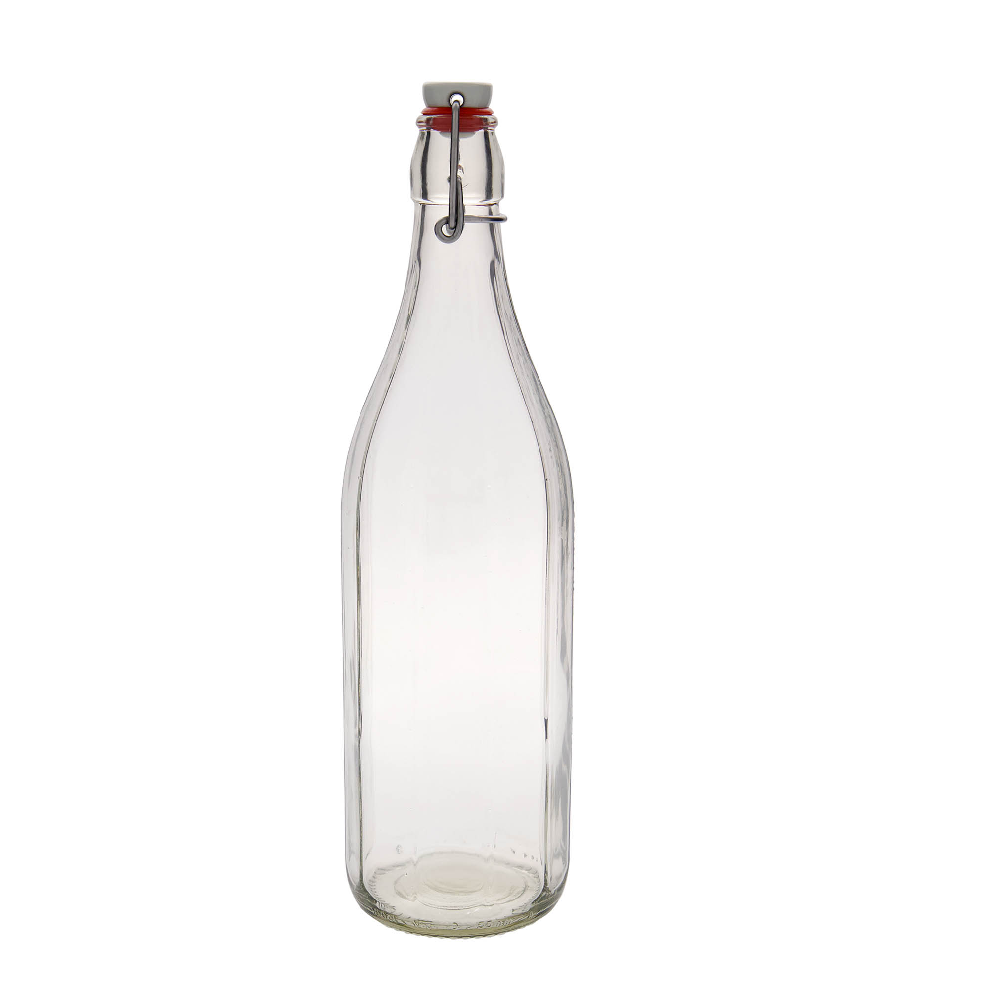1.000 ml glasflaska 'Bravo' #, tiohörnig, mynning: bygelstängning