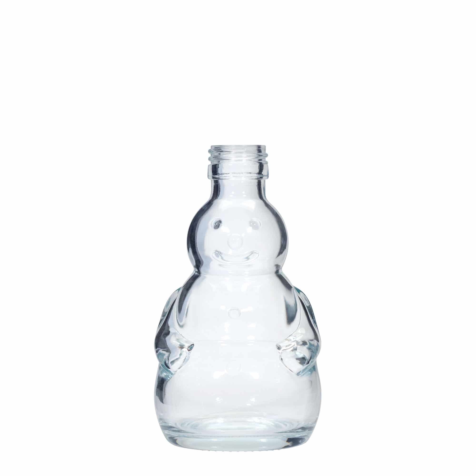 200 ml glasflaska 'Snögubbe', mynning: PP 28