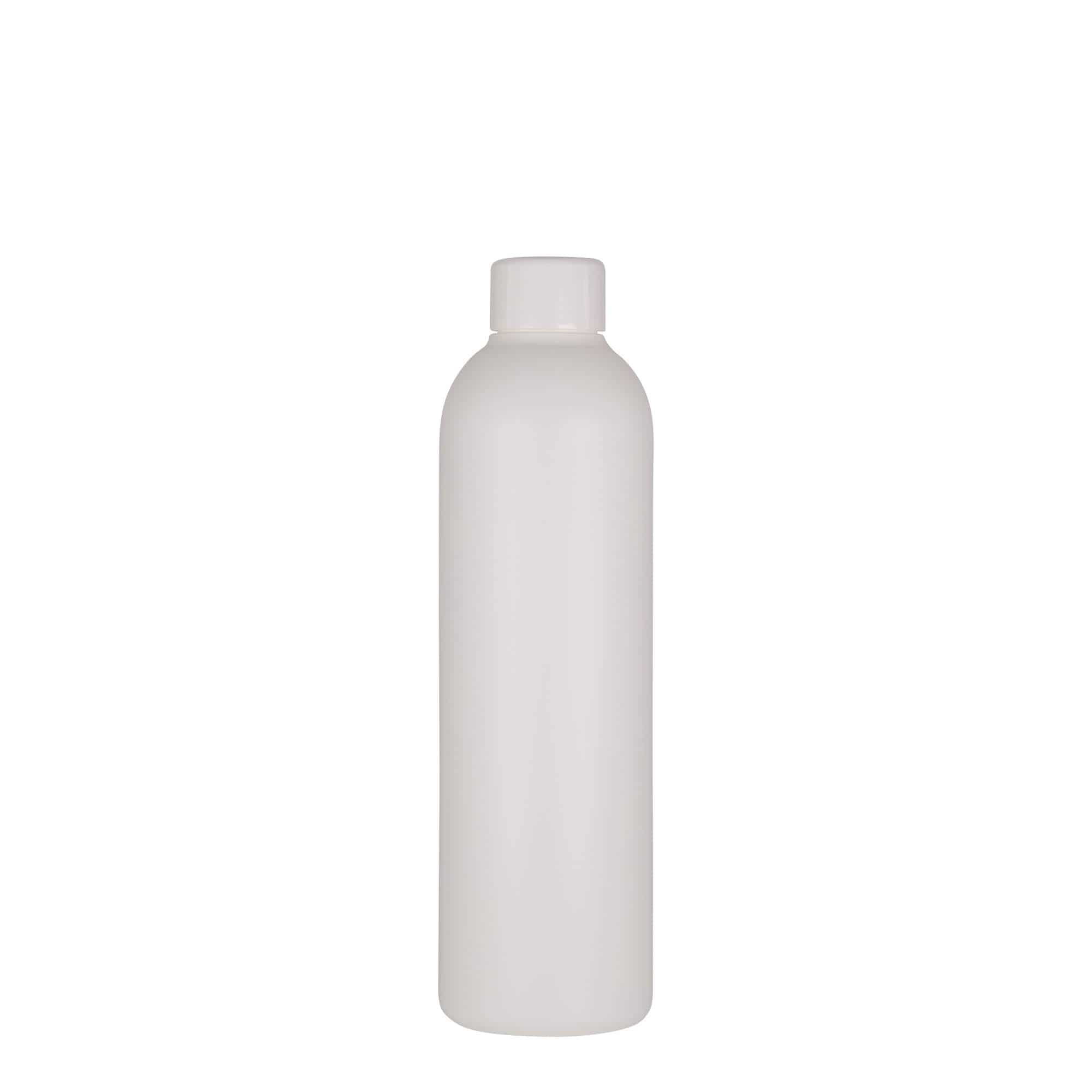 250 ml plastflaska 'Tuffy', HDPE, vit, mynning: GPI 24/410