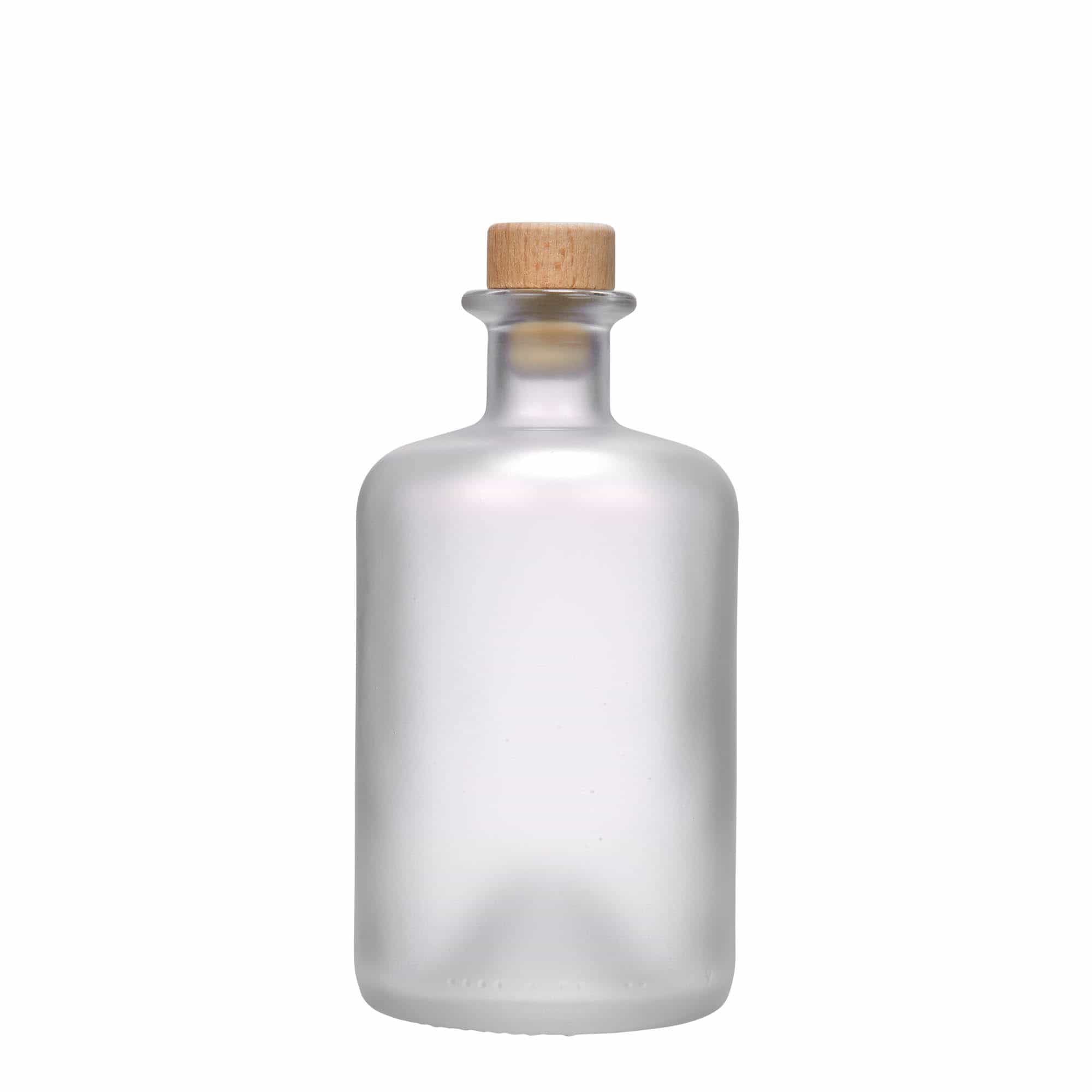 500 ml apoteksglasflaska, frostad, mynning: kork