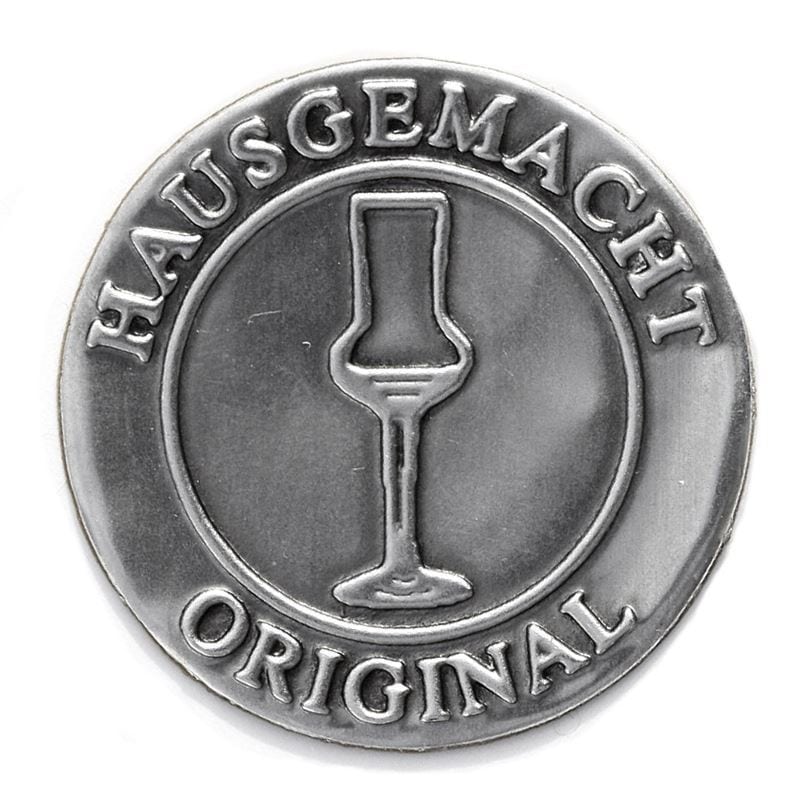 Tennetikett 'Original Hemlagad', rund, metall, silver