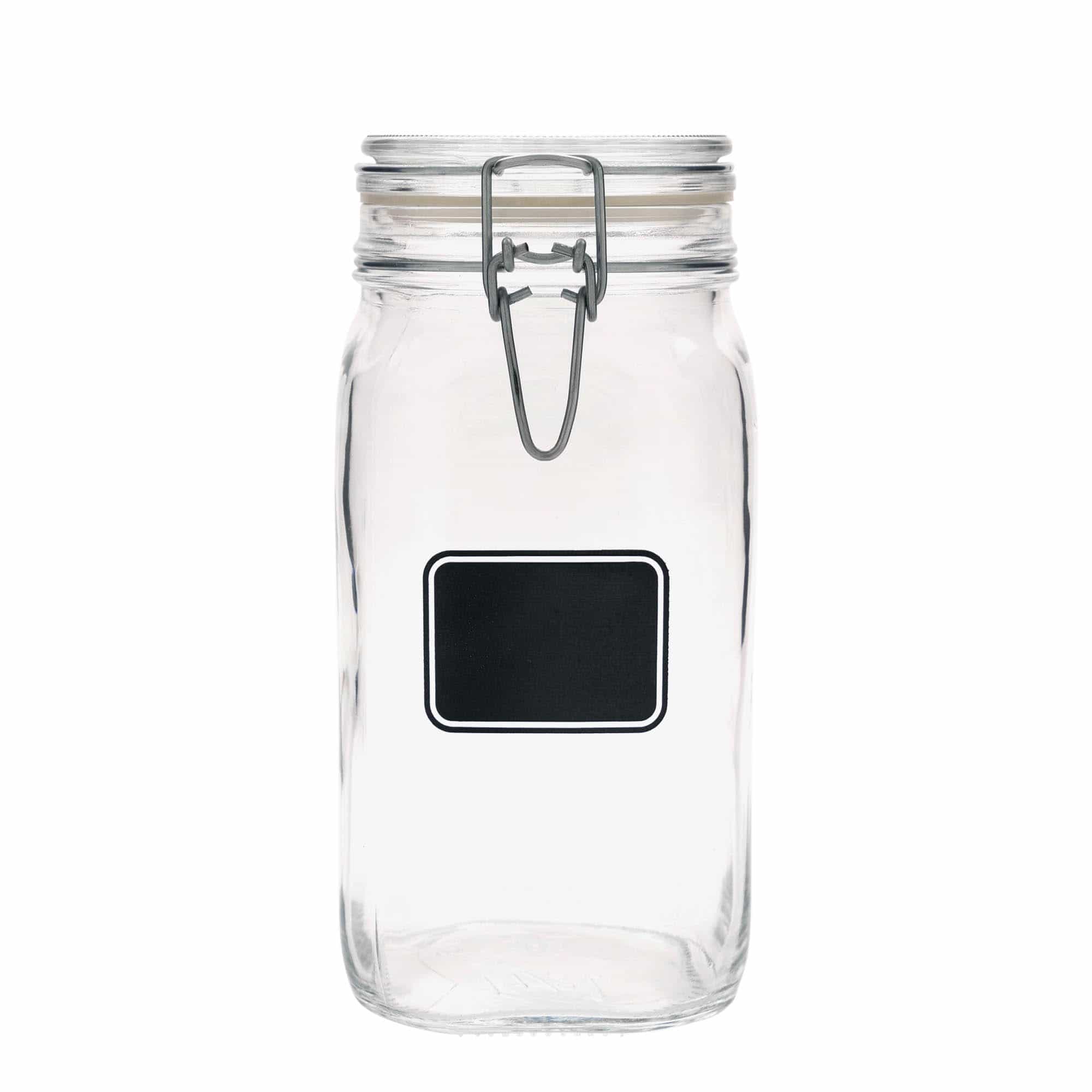 1 500 ml patentburk 'Fido', motiv: etikettfält, kvadratisk, mynning: trådbygellock 1 500 ml patentburk 'Fido', motiv: etikettfält, kvadratisk, mynning: trådbygellock