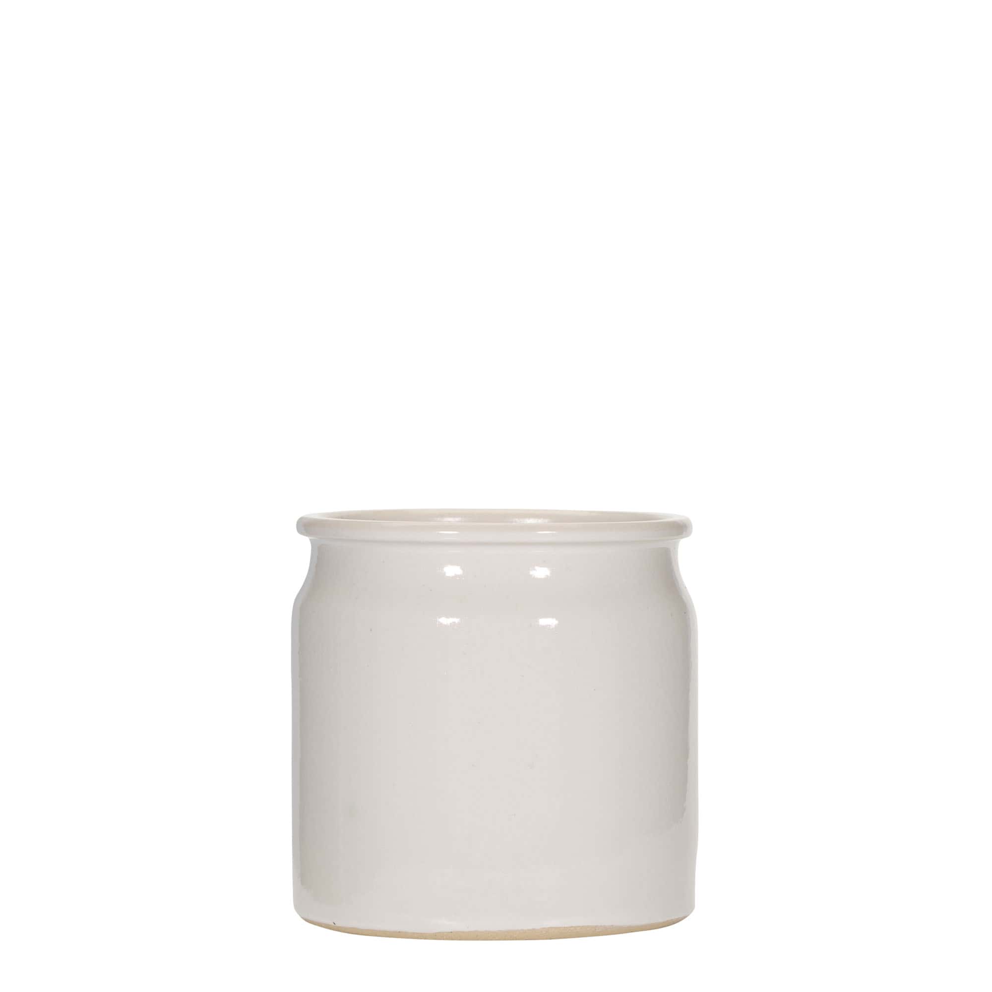 160 ml stengodsburk, keramik, vit, mynning: kork 160 ml stengodsburk, keramik, vit, mynning: kork