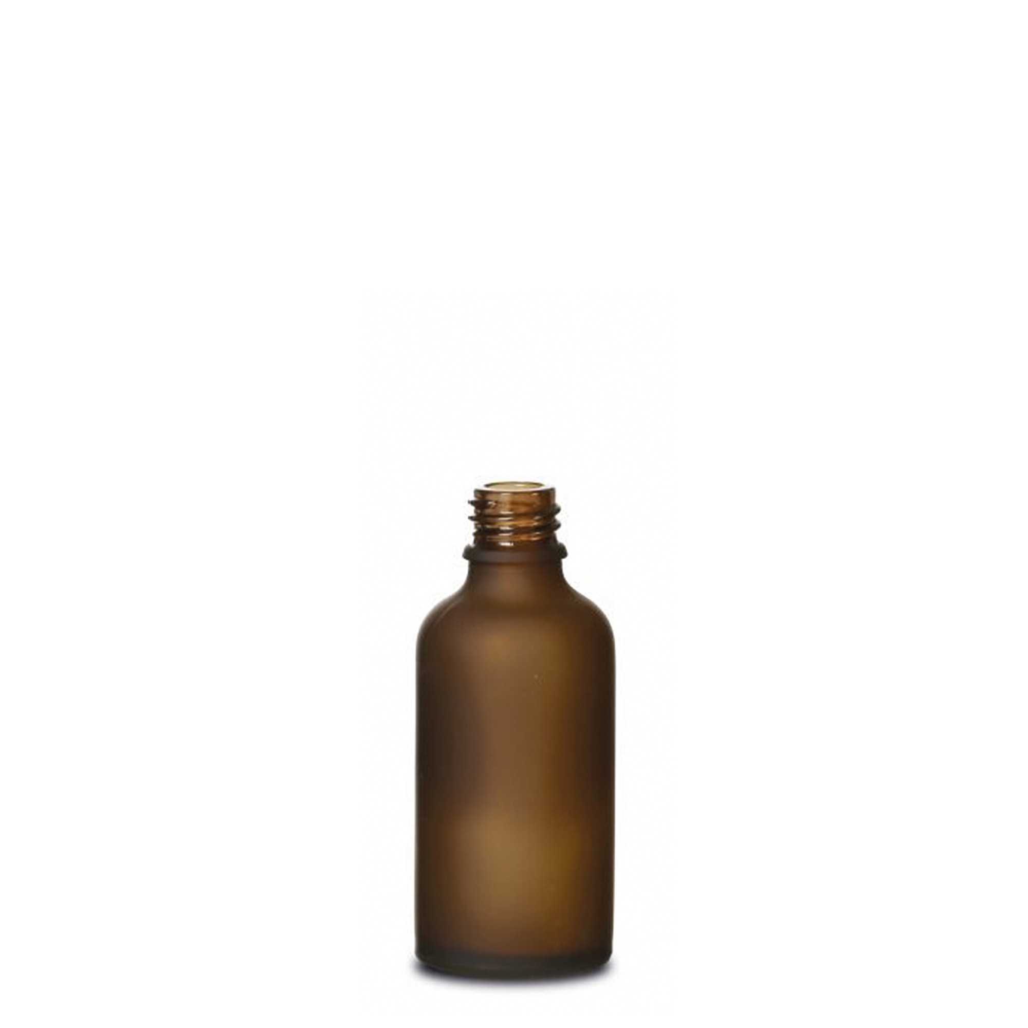 50 ml medicinflaska, glas, brun frostad, mynning: DIN 18 50 ml medicinflaska, glas, brun frostad, mynning: DIN 18