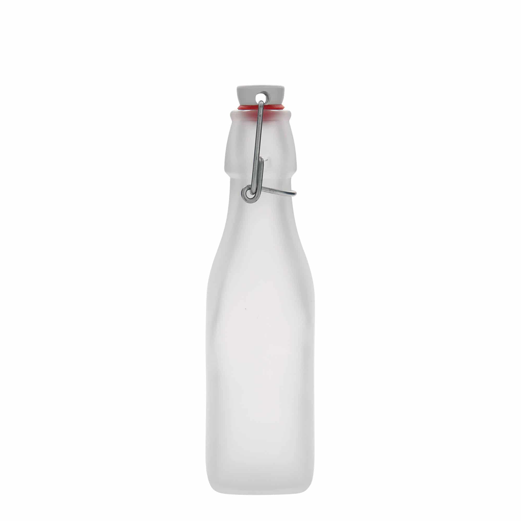 250 ml glasflaska 'Swing', kvadratisk, vit, mynning: patentkork 250 ml glasflaska 'Swing', kvadratisk, vit, mynning: patentkork