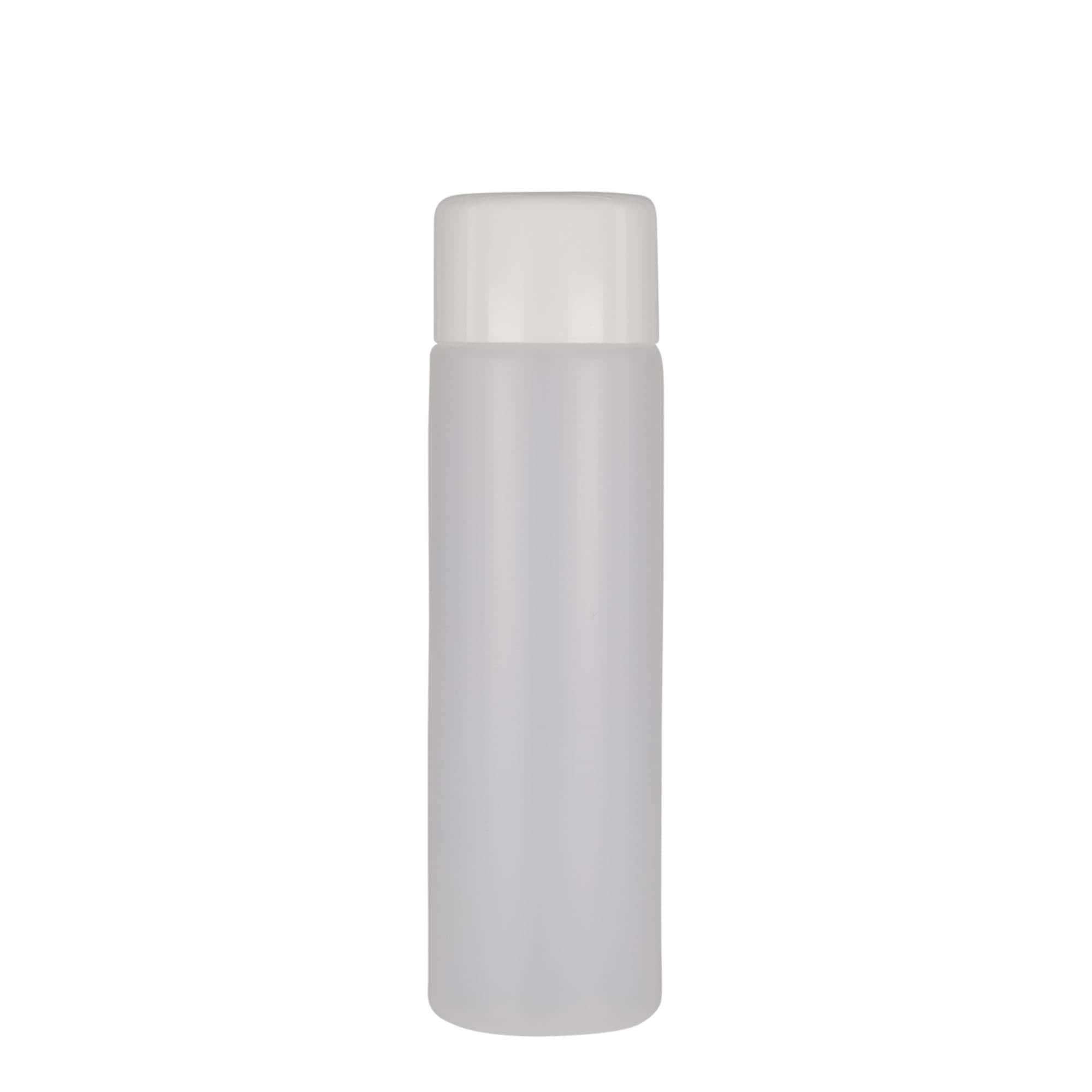 250 ml rund flaska, PE-plast, natur, öppning: skruvlock