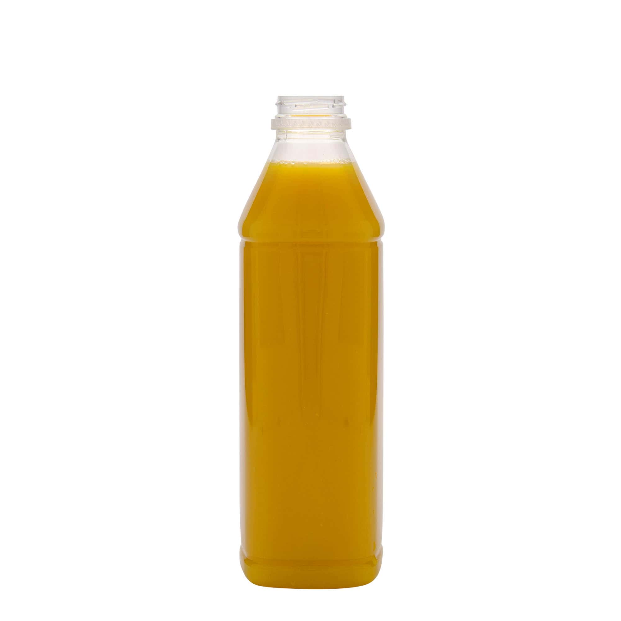 1 000 ml PET-flaska 'Milk and Juice Carré', fyrkantig, plast, öppning: 38 mm