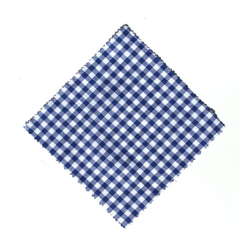 Rutig tygrundel för syltburk 12x12, kvadratisk, textil, mörkblå, mynning: TO38-TO53 Rutig tygrundel för syltburk 12x12, kvadratisk, textil, mörkblå, mynning: TO38-TO53
