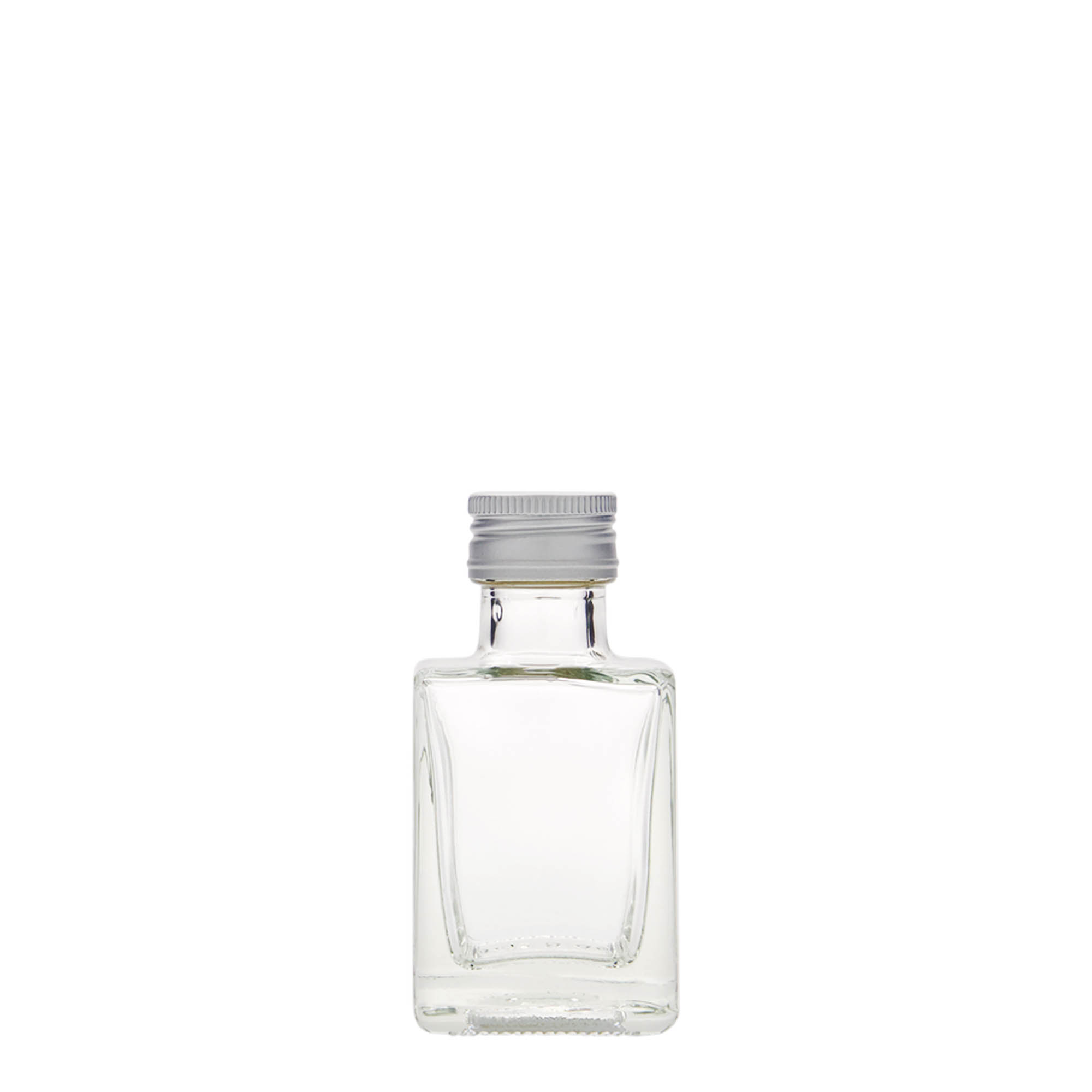 50 ml glasflaska 'Cube', kvadratisk, mynning: PP 24 50 ml glasflaska 'Cube', kvadratisk, mynning: PP 24