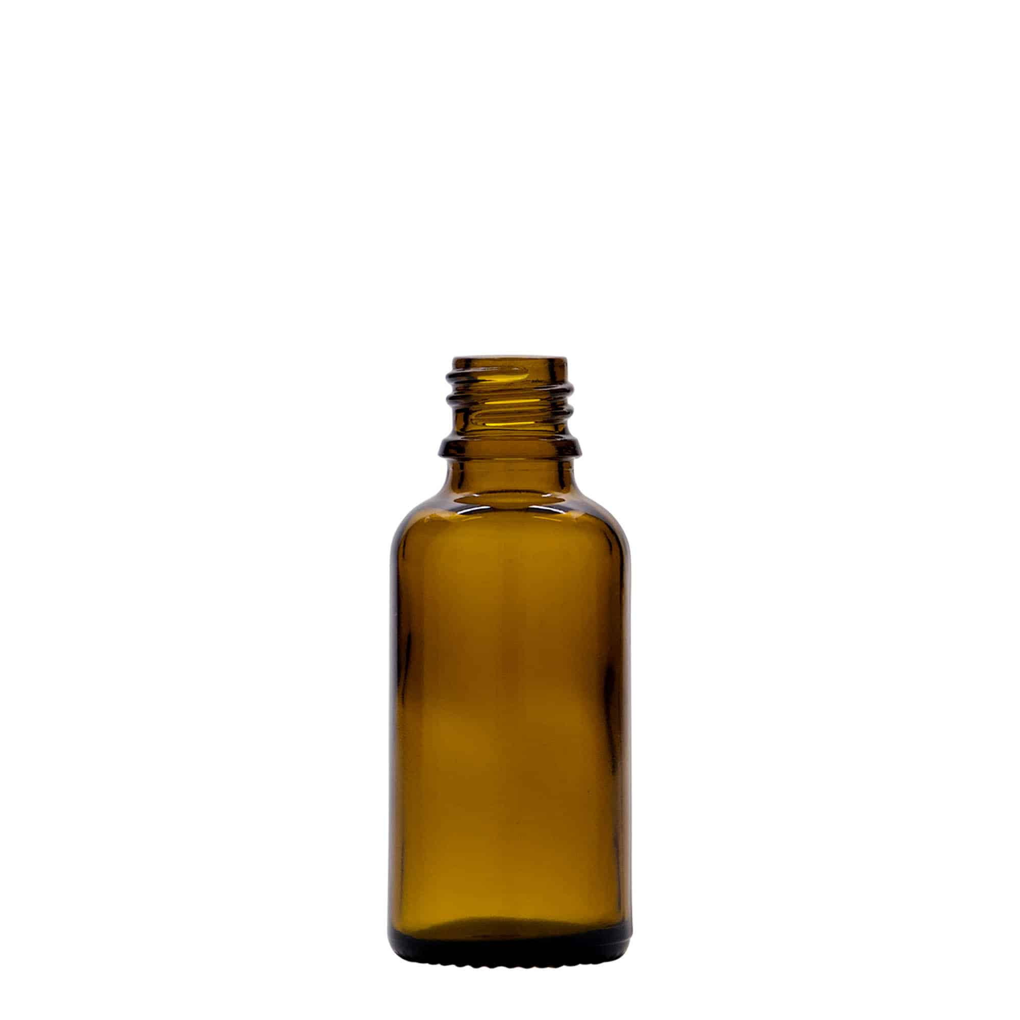 30 ml medicinflaska med lotionpump, glas, brun, mynning: DIN 18