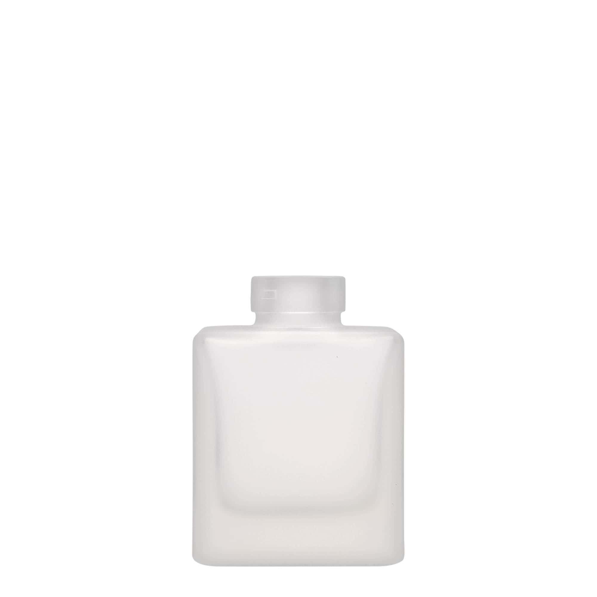 100 ml glasflaska 'Cube', kvadratisk, frostad, öppning: kork
