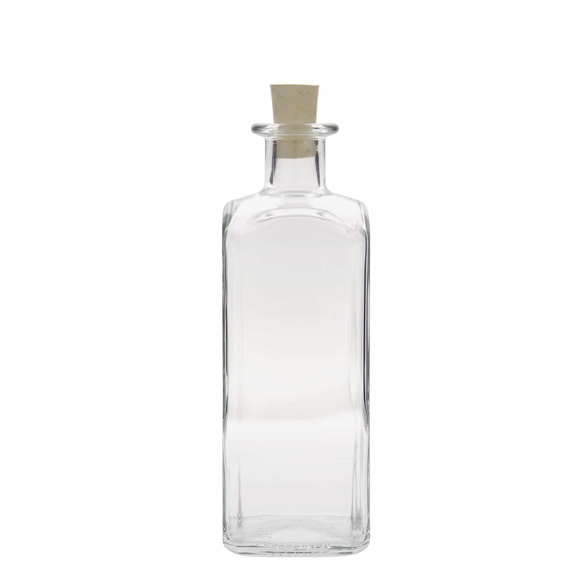 500 ml apoteksglasflaska Carré, kvadratisk, mynning: kork