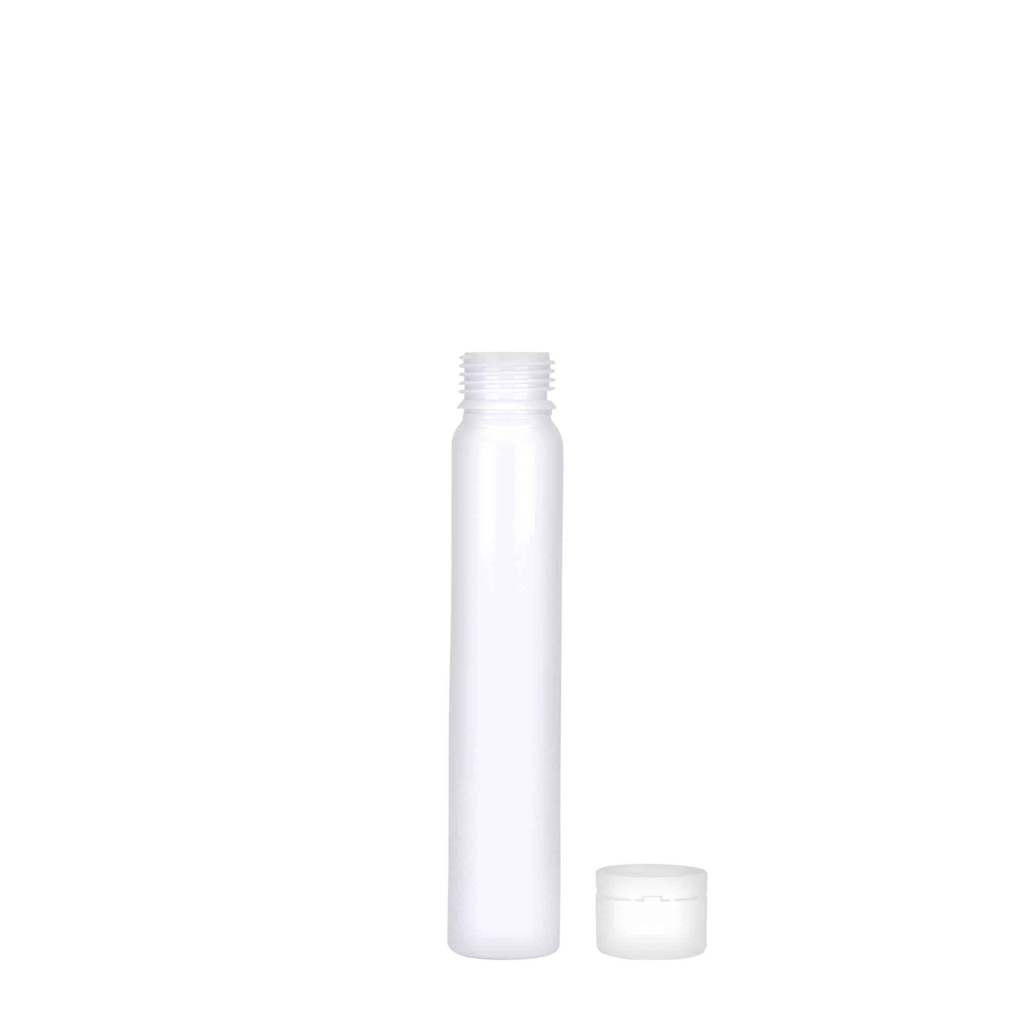 25 ml PET-rör, plast, vit, öppning: skruvlock
