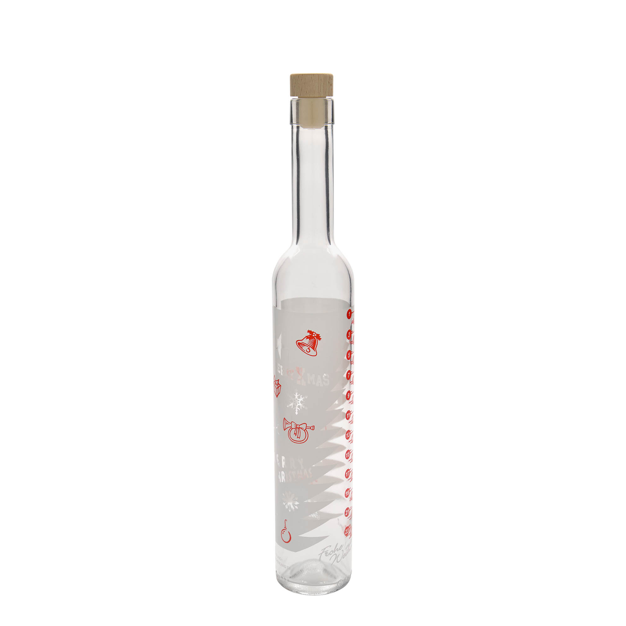 500 ml glasflaska Maximo tryckt 'Adventskalender', öppning: kork 500 ml glasflaska Maximo tryckt 'Adventskalender', öppning: kork