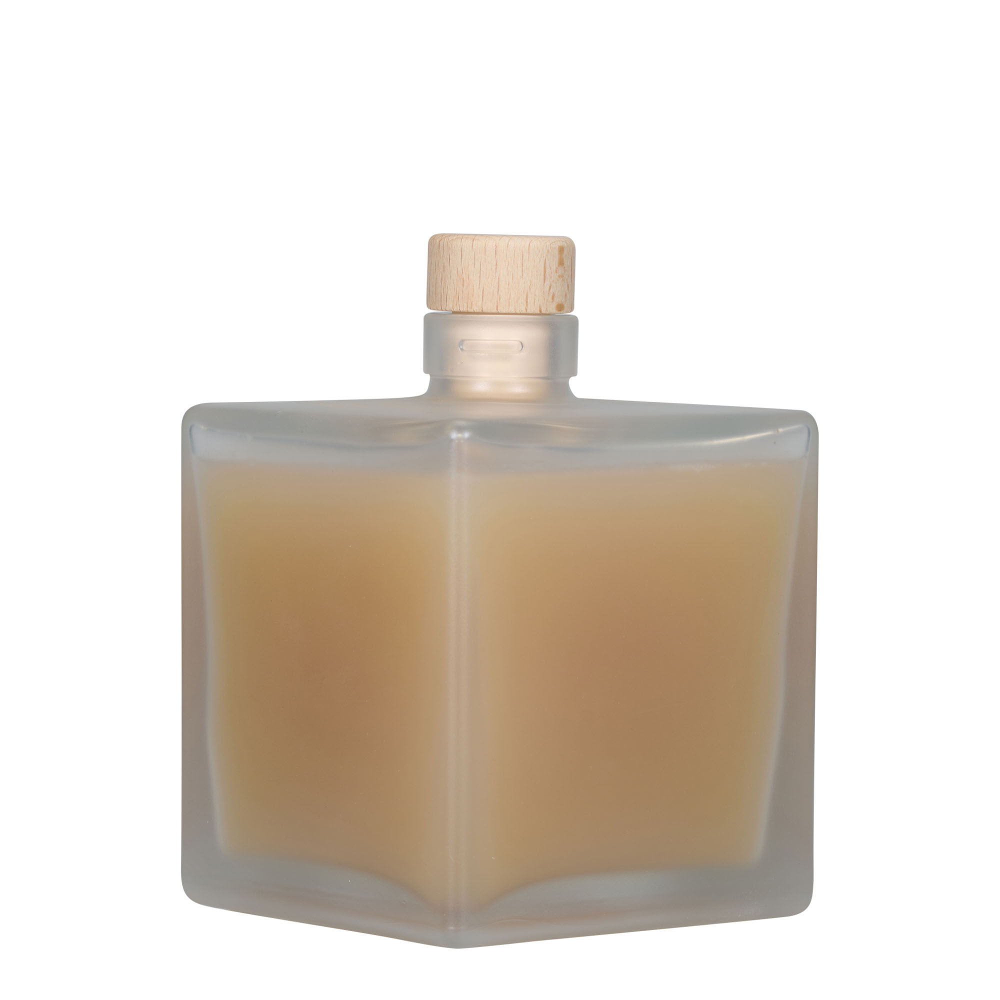 500 ml glasflaska 'Cube', kvadratisk, frostig, öppning: kork
