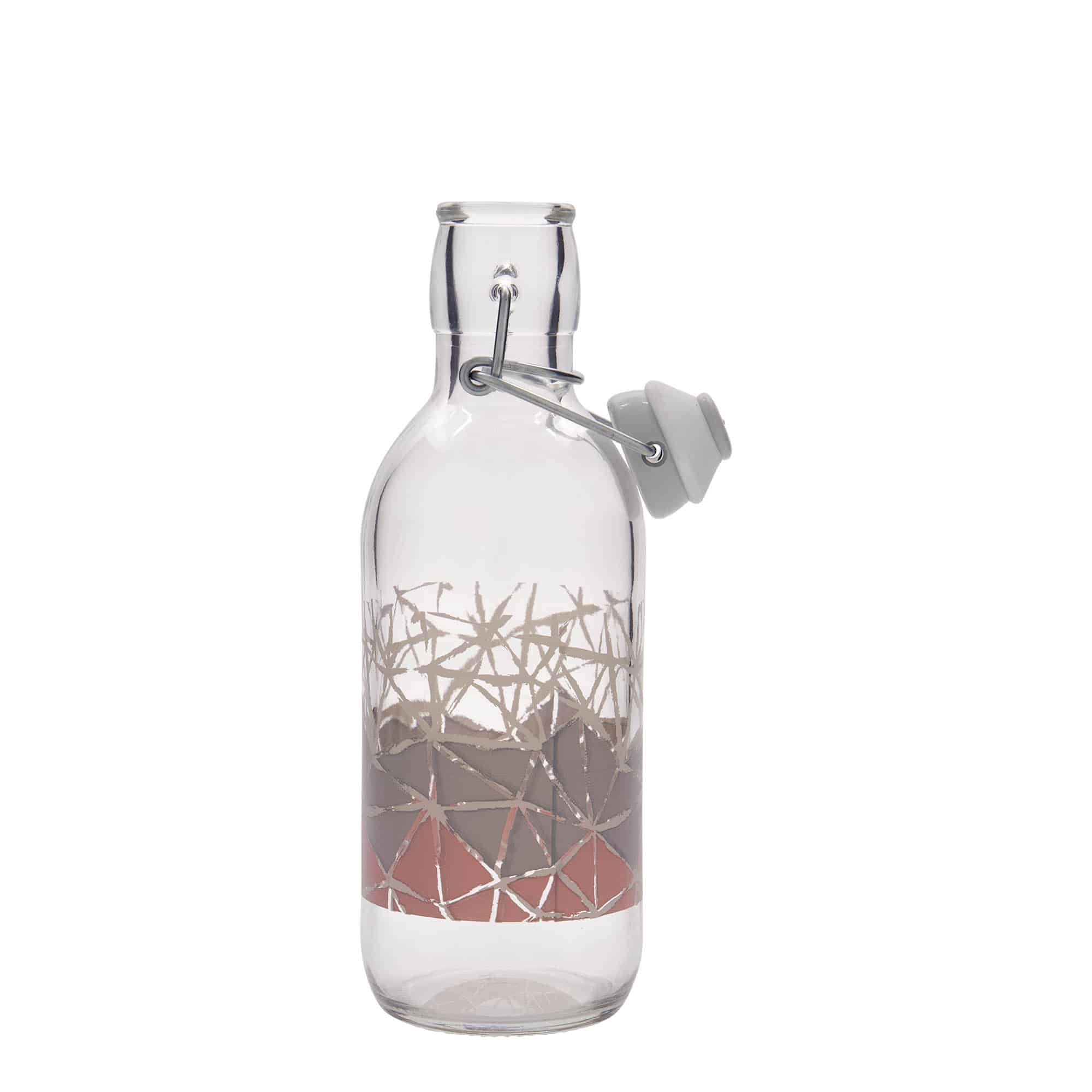 500 ml glasflaska Emilia tryckt 'Manolibera rosa', öppning: patentkork