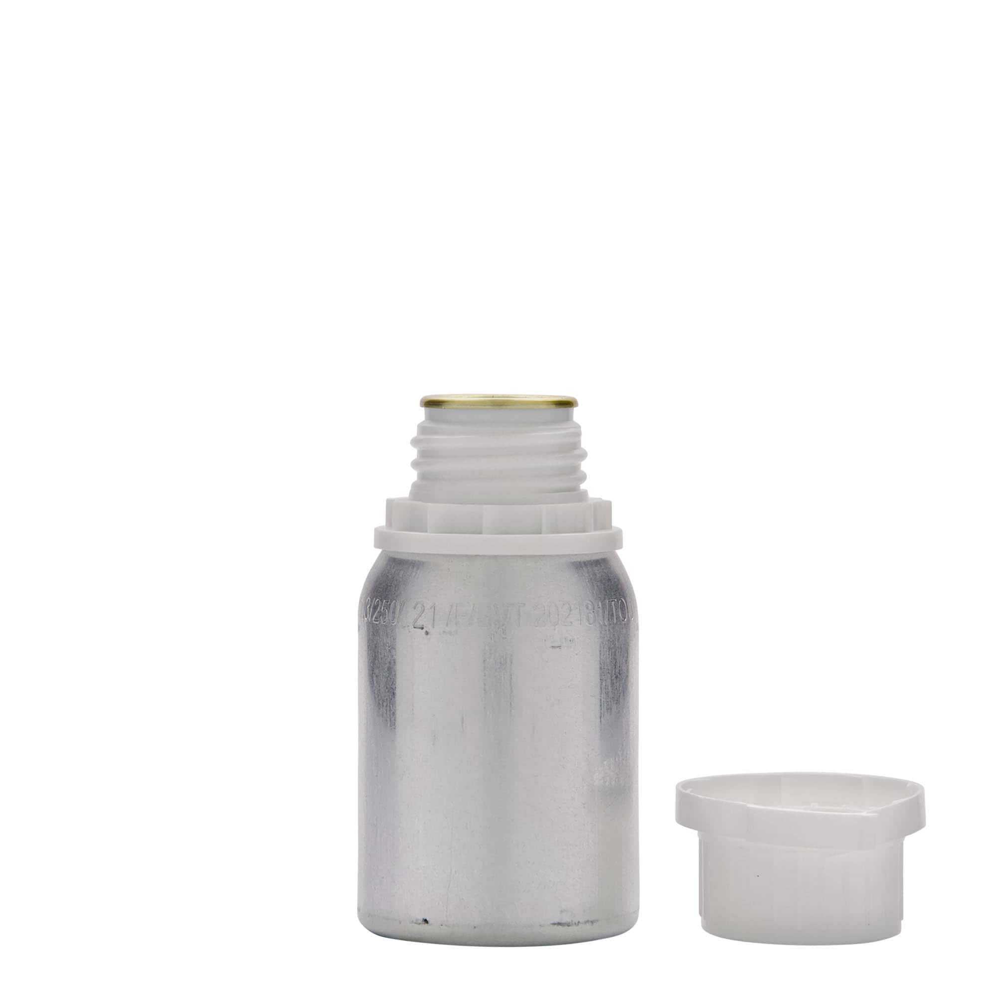 125 ml aluminiumflaska, metall, silver, öppning: DIN 32