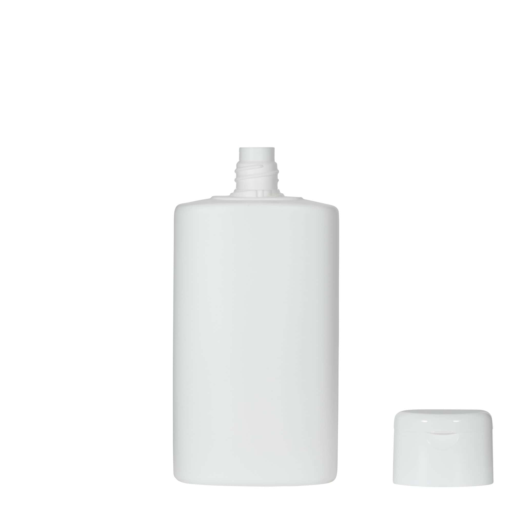 250 ml plastflaska 'Indy', oval, HDPE, vit, mynning: skruvkapsel