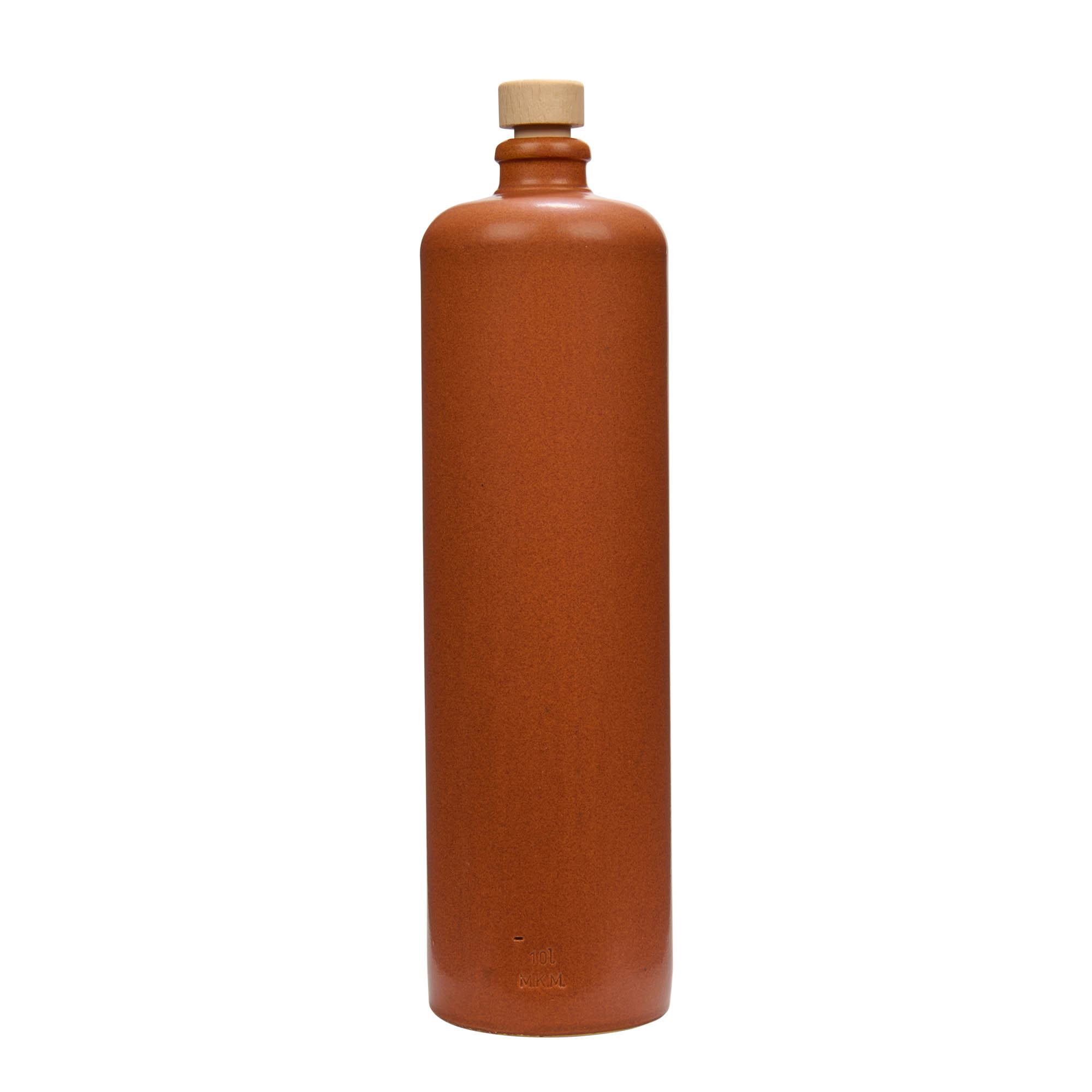 1 000 ml lerkrus, stengods, rödbrun, mynning: kork