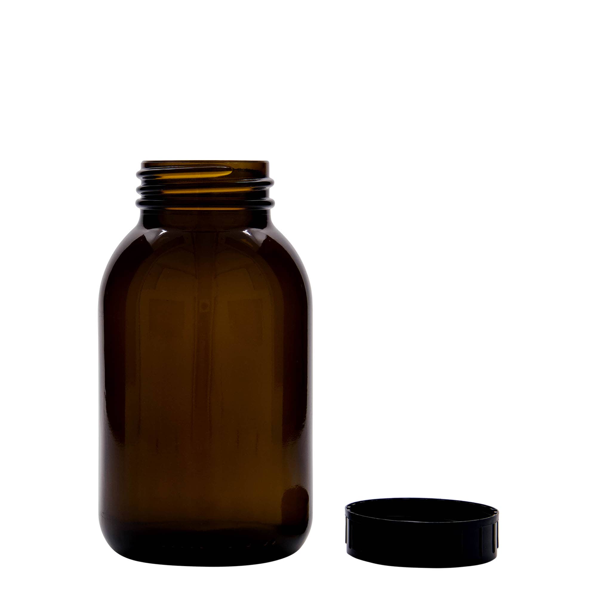 500 ml vid hals, brunt glas, öppning: DIN 55