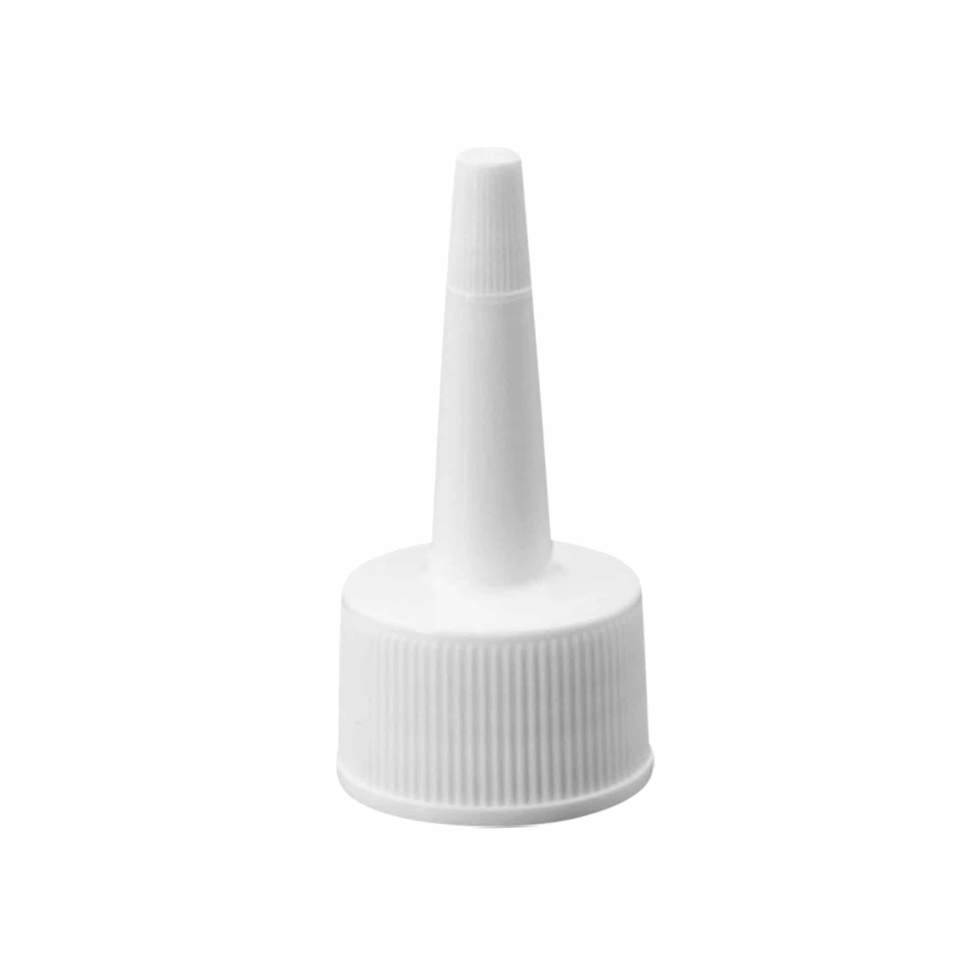 Skruvkapsel med applikator, PP-plast, vit, för mynning: 24/410 Skruvkapsel med applikator, PP-plast, vit, för mynning: 24/410