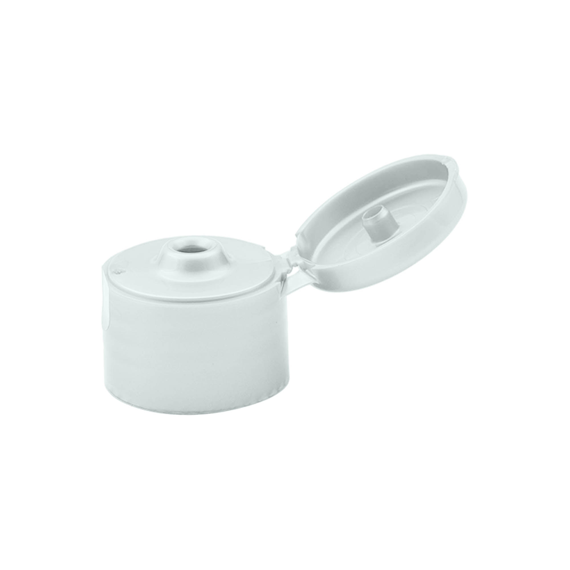 Skruvlock med gångjärn, PP-plast, silver, för mynning: 24/410 Skruvlock med gångjärn, PP-plast, silver, för mynning: 24/410