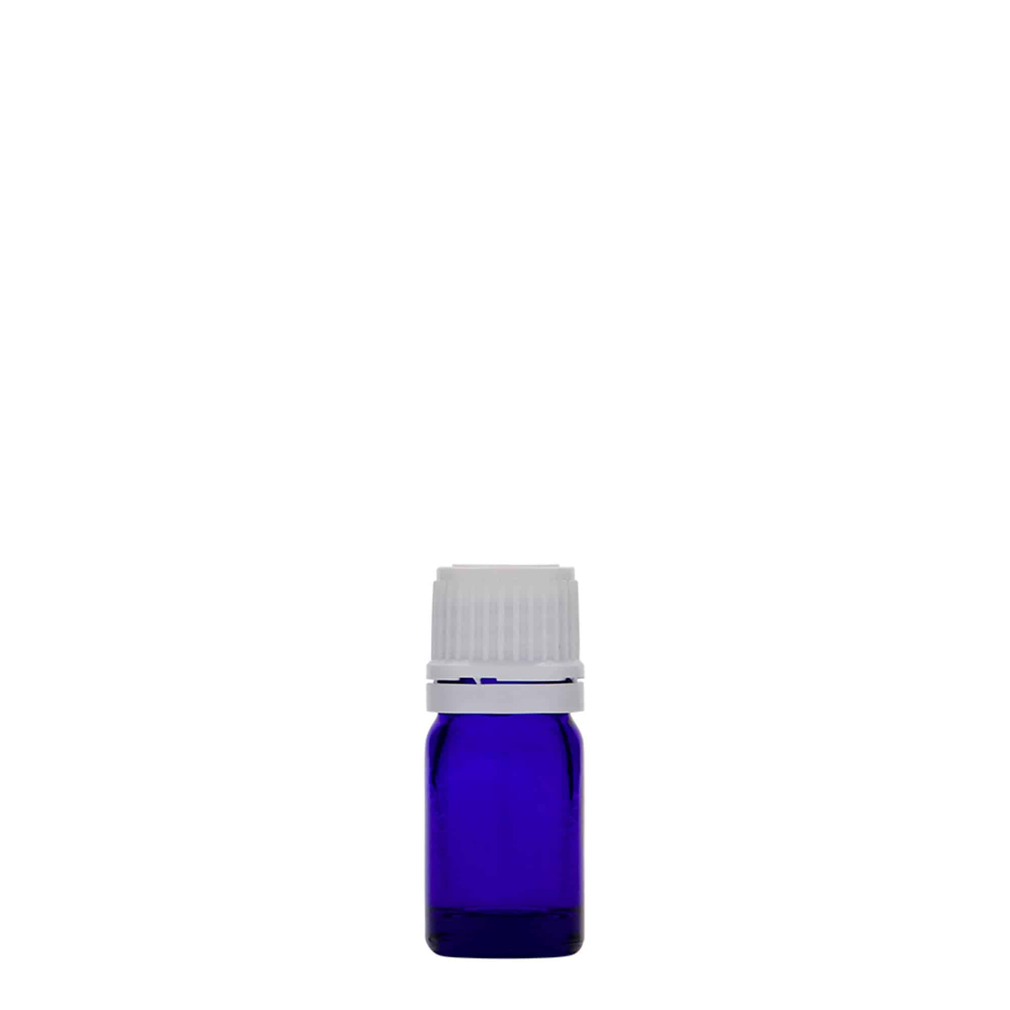 5 ml medicinflaska, glas, kungligt blå, mynning: DIN 18