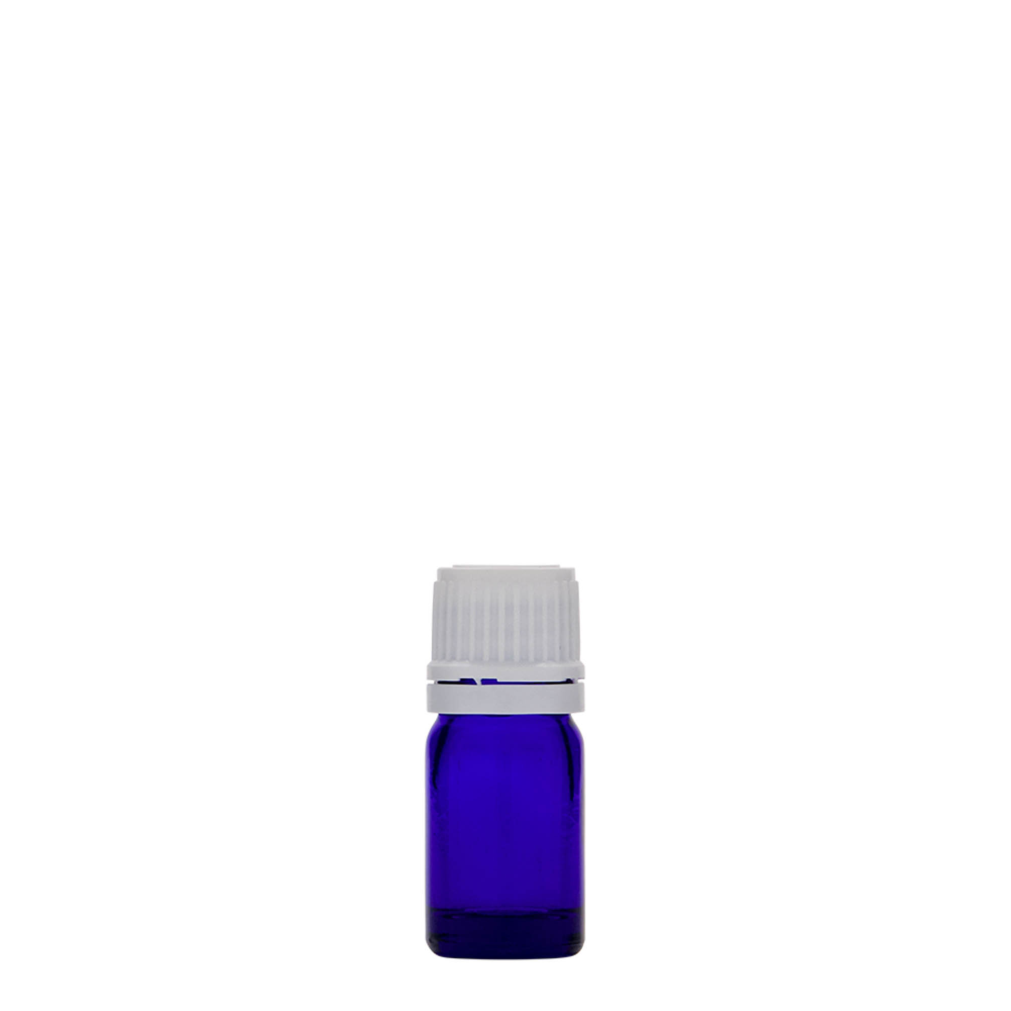 5 ml medicinflaska, glas, kungligt blå, mynning: DIN 18